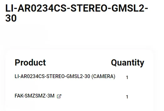 LEOPARD IMAGING LI-AR0234CS-STEREO-GMSL2-30  Maxim GMSL2 Serializer Depth Sensing System Steroscopic Camera System