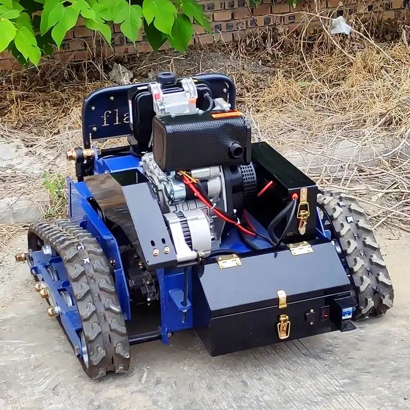 Customized Electric Self-propelled Smart Black  Remote Control Self-propelled Crawler Lawn Mower Parts