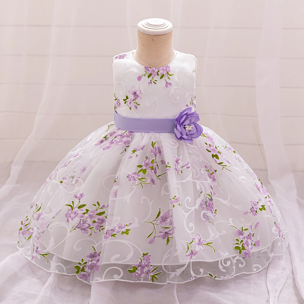 Kids Summer Dress For Girls Wedding Costume Floral Printing Birthday Princess Party Dresses 2-10 Years Children Girl Clothes