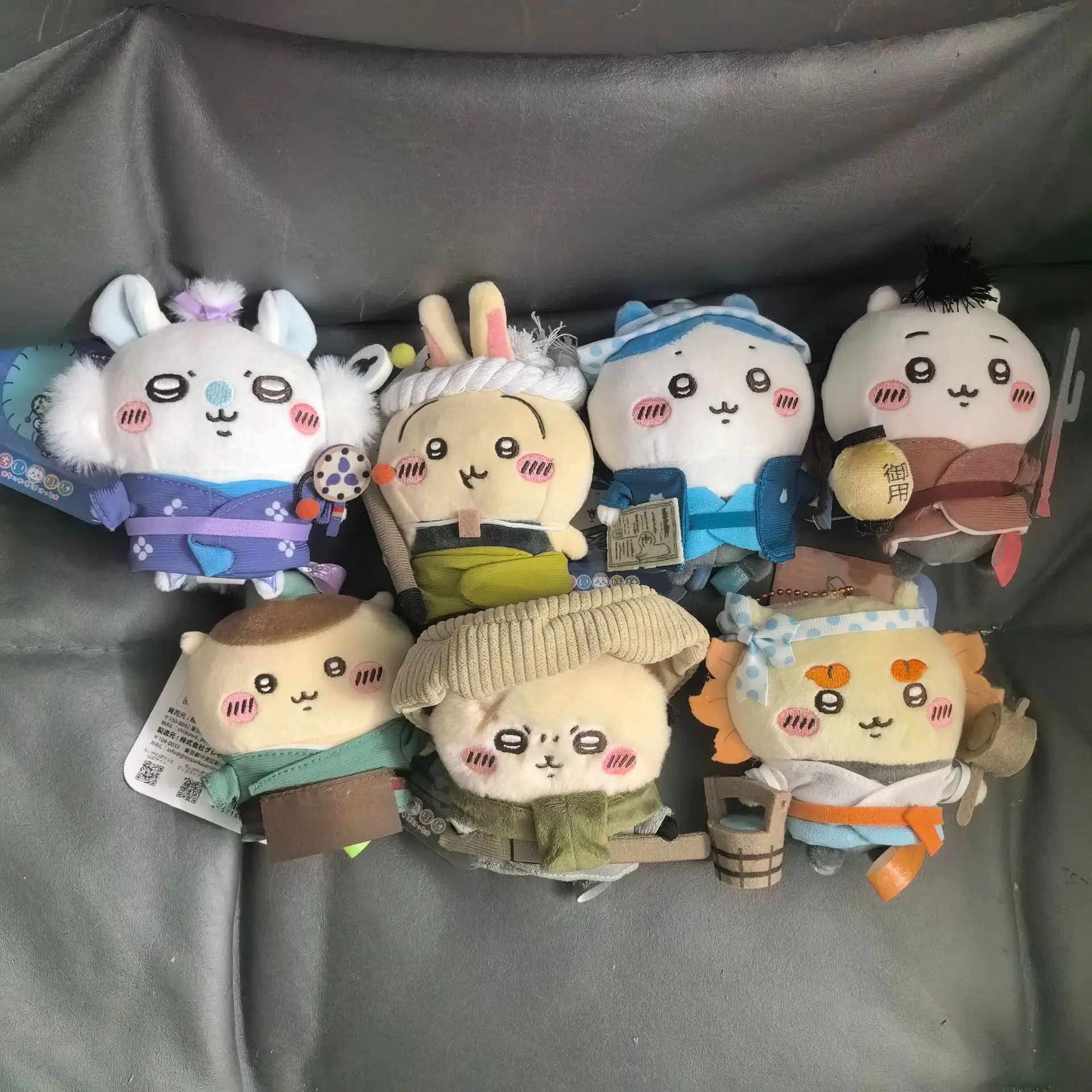 Jiyi Edo Serie Plüsch-Schlüsselanhänger Kawaii Anime-Puppe Hachiware Usagi Weicher Taschenanhänger Neuer Japanischer Stil Spielzeug Geschenk für Jungen und Mädchen Set