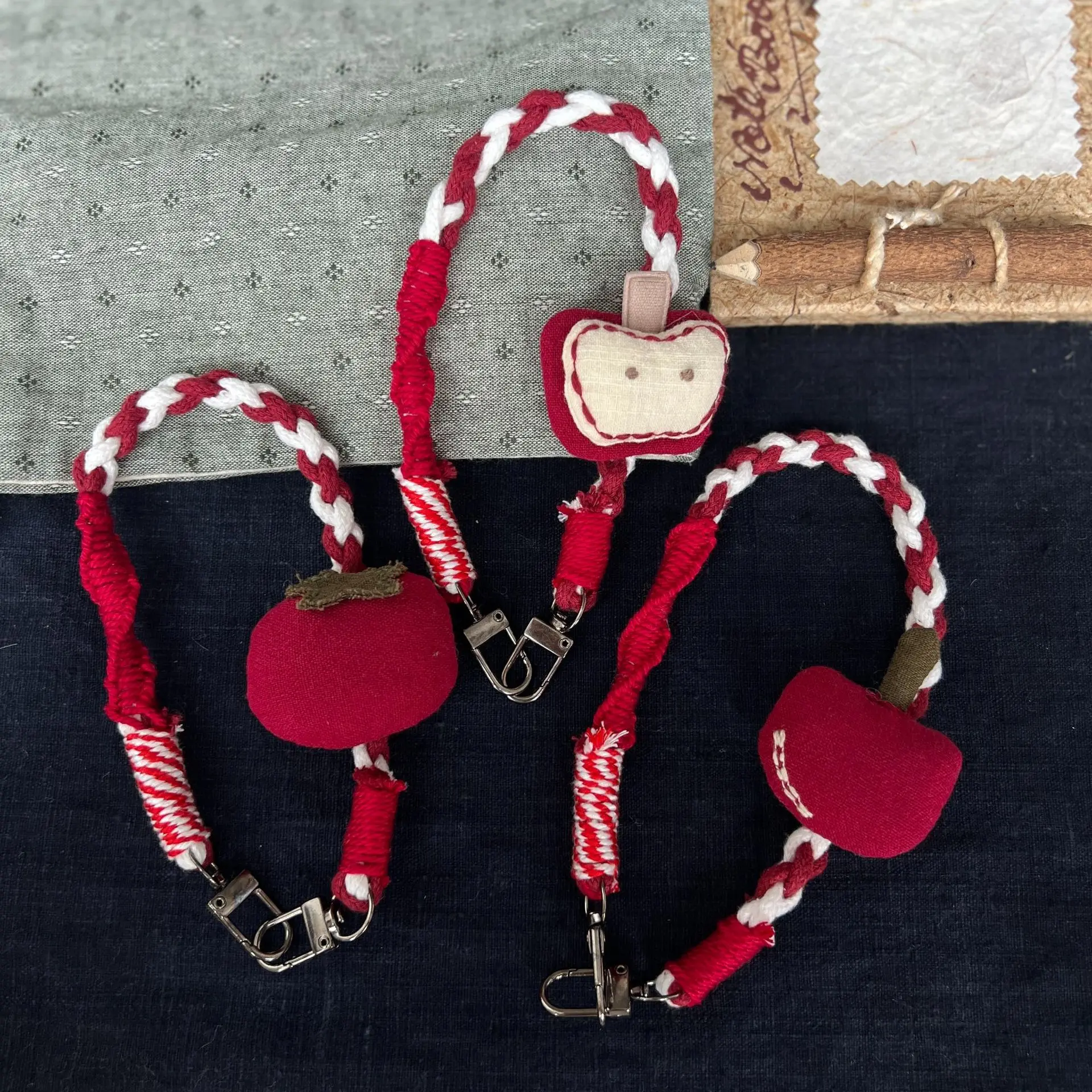 Phone Strap Red Cloth Cute Cartoon Braided Charm Versatile Niche Fashion Bag Pendant Soft Lightweight Portable Daily