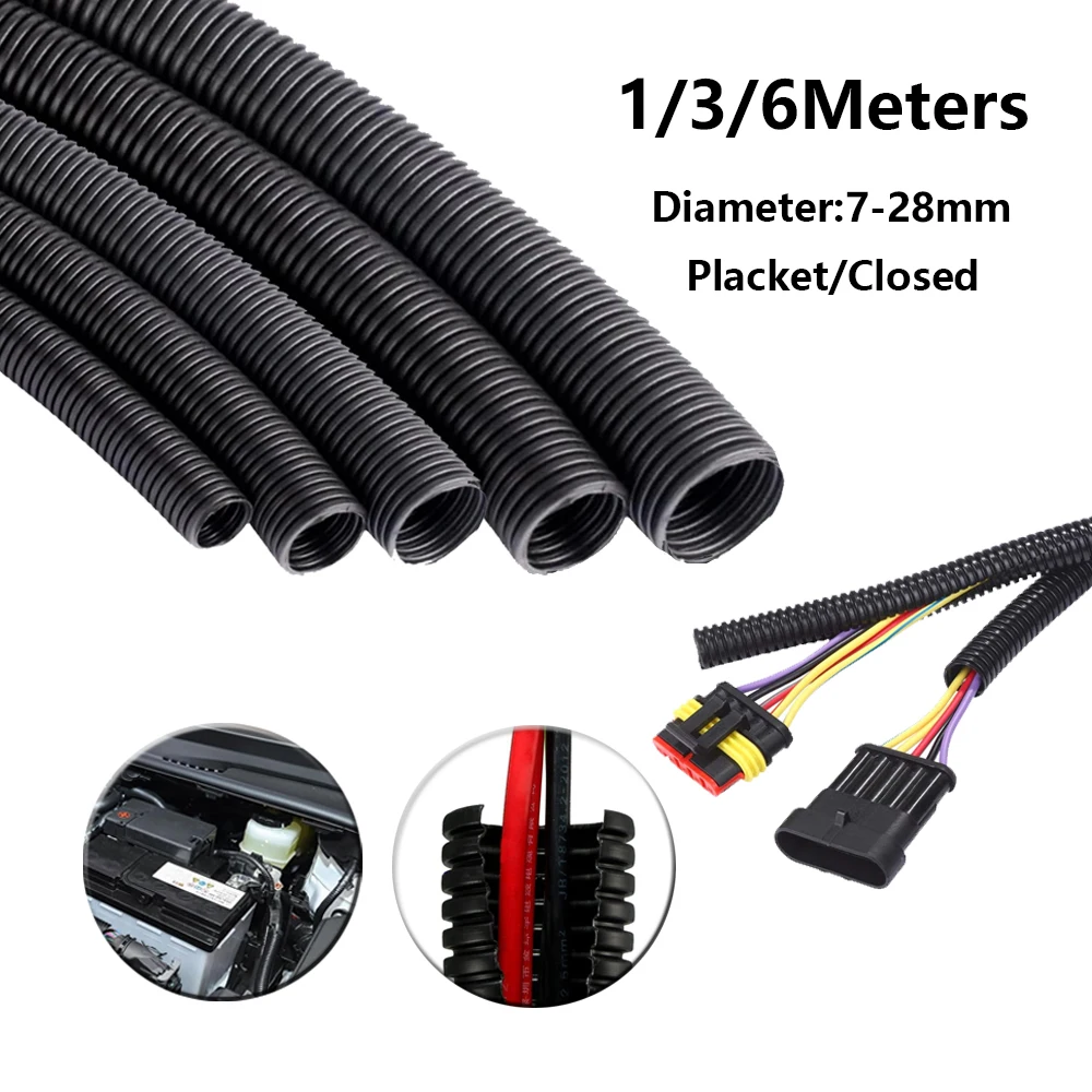 

1/3/6M PP Plastic corrugated Pipe Plastic Soft Casing insulated Flame Retardant Protective Cable Wire Harness Accessories235 V