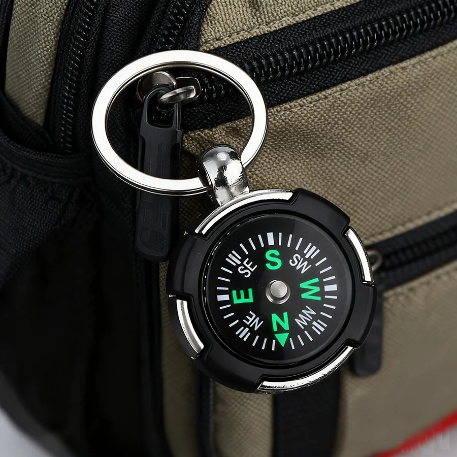 LLavero de brújula de 7 estilos, Unisex, Montañismo al aire libre, escalada en roca, mochila de rescate de emergencia, colgante, llavero abridor de botellas