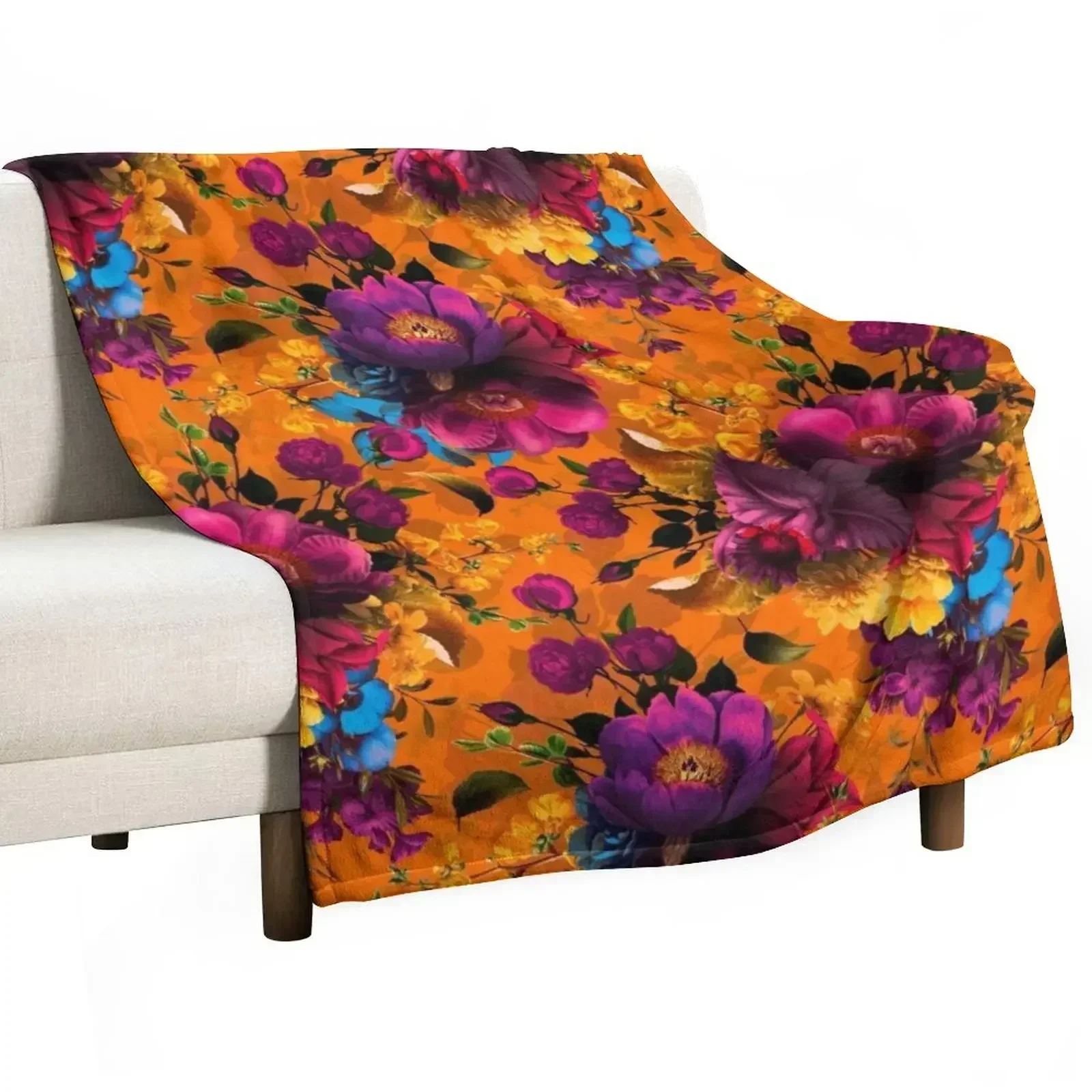 

Moody florals - Mystic Night 6 Throw Blanket Decoratives Summer Blankets