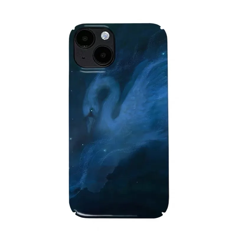 

Ins Korean Blue Starlight Swan Phone Case for IPhone 17 16E 15 14 Plus 13 Mini 11 Pro Max 12 Pro Back Cover XS XR SE Case