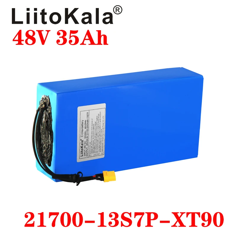 LiitoKala 48V 35ah 21700 13S7P Electric Bicycle Battery 48V 35AH 1500W Lithium Battery Built-in 30A BMS Electric Bikes Motor