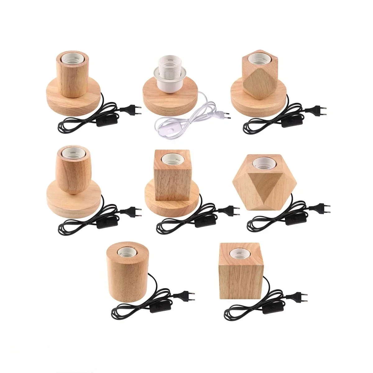 E27 Screw Switch Wire Lamp Holder Vertical Small Table Lamp Bottom Plug Electric Bed Decoration DIY Lamp Holder Bulb Holder