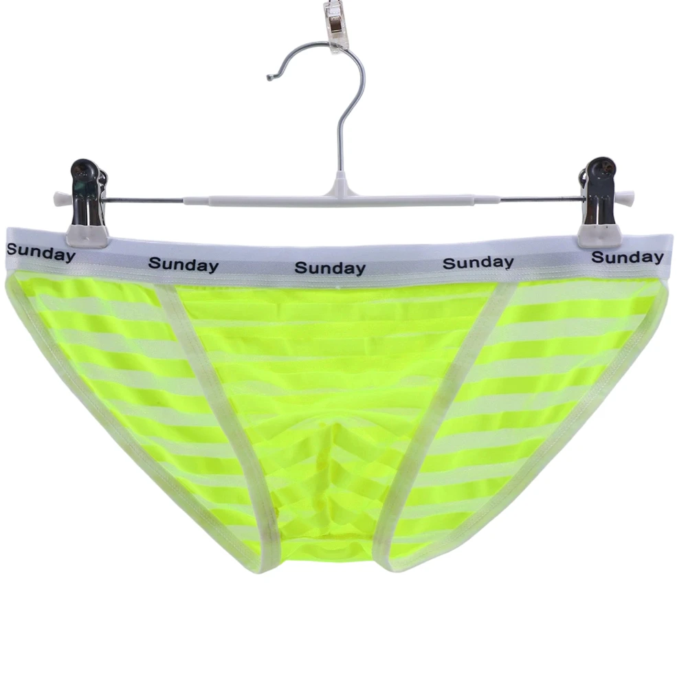 Comfortable Cooling Men Perspective Striped Briefs Lingerie U Pouch Underwear Breathable Mesh High Fork Panties