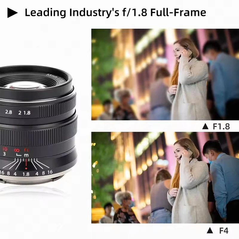 Brightin Star 55 mm F1.8 Vollformat-Porträtobjektiv mit manueller Fokussierung für Canon Rf Nikon Z Sony E-Mount spiegellose Kamera