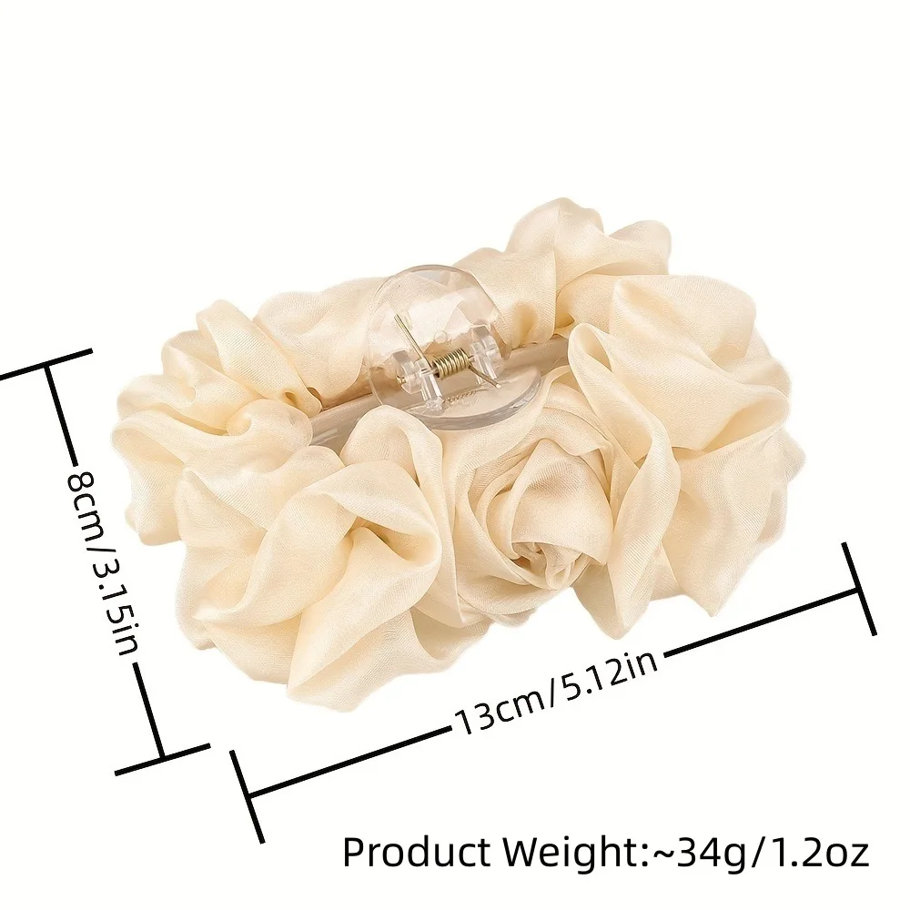 1 Stück Chiffon-Schleifen-Haarspange, für den Hinterkopf, Scheiben-Haarspange, große Haarspange in einfarbiger Ausführung, Haaraccessoire, Stirnband – Detail 7
