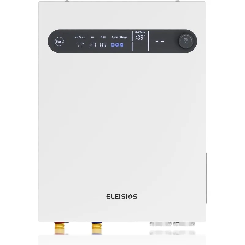 Tankless Water Heater Electric,27KW 240V On Demand Instant Hot Water Heater LED Digital Display,Self Modulates Save Energy Use