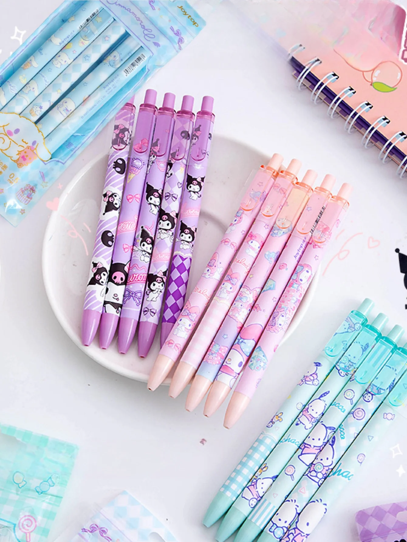 4/5/6 Stück/Set 0,55 mm Sanrio Kuromi Cinnamoroll Melody Kawaii Druck-Neutralstift-Box Cartoon Niedlicher Druckstift – Detail 4