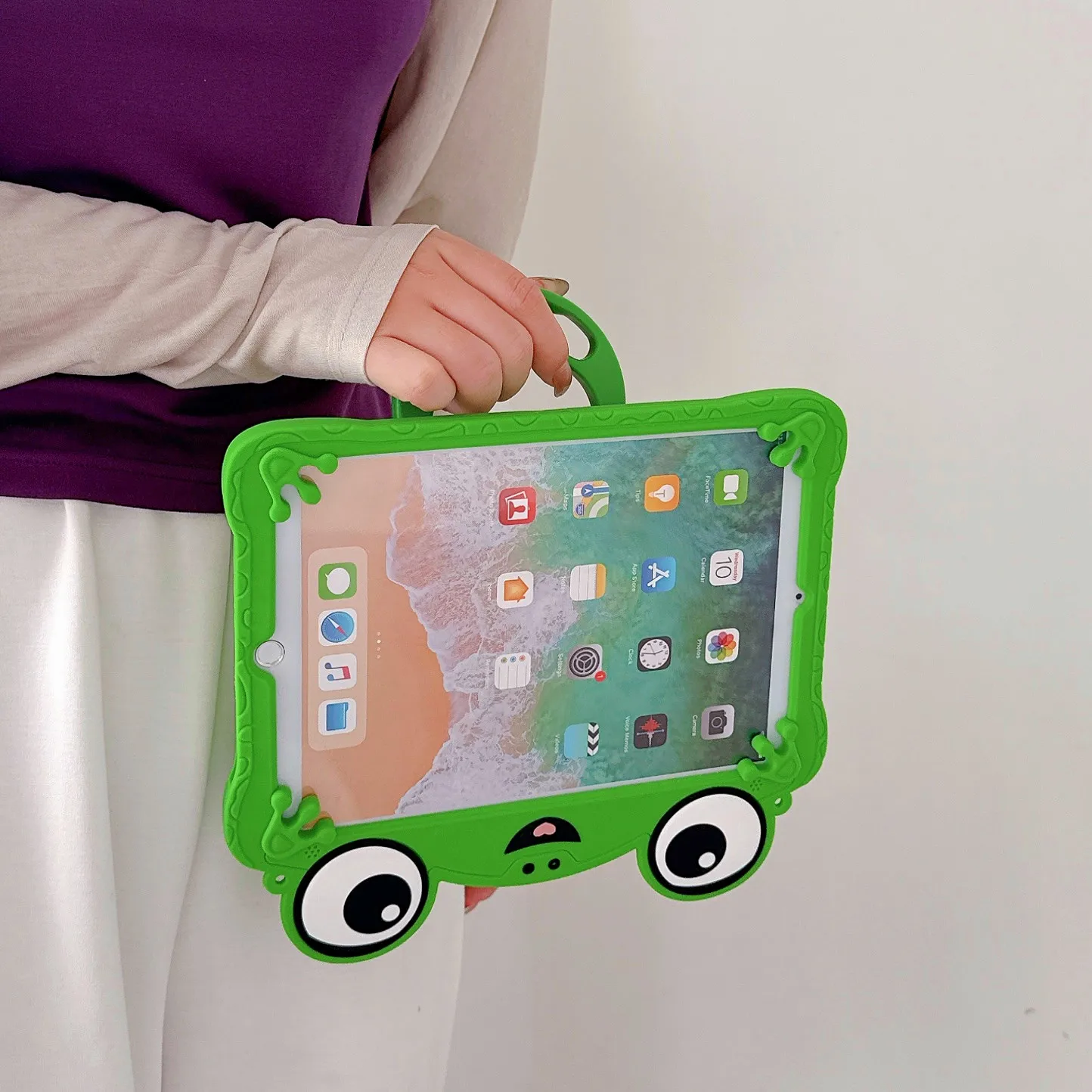 3D Niedliche Cartoon-Frosch Kinder Silikon-Tablet-Hülle mit Schultergurt für iPad 7/8/9. Generation Air1/2/3 Pro 9,7/10,2/10,5/11 Zoll Cover – Detail 15