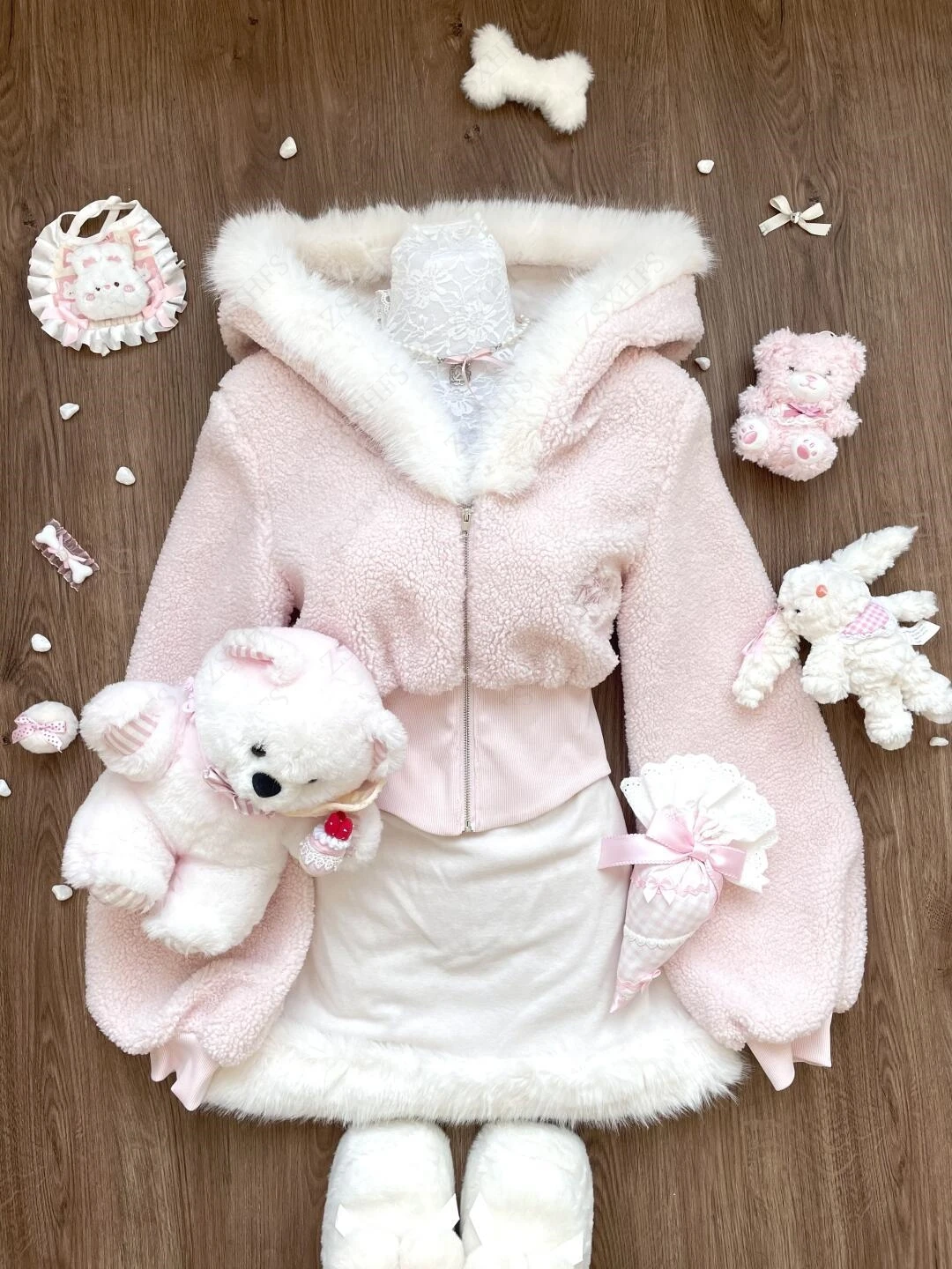 

Pink Girly Lolita Costumes Cute Jacket Women Clothing Sexy Party Sweet Hoodies Uniform Cafe Maid Kawaii Coquettish Cuteore Dress