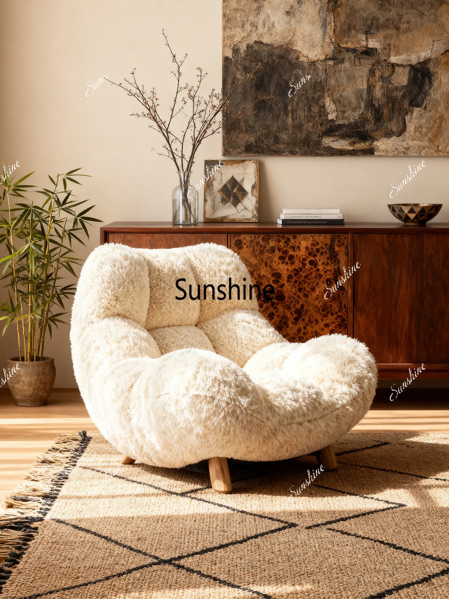 

Creamy atmosphere fluffy single sofa chair