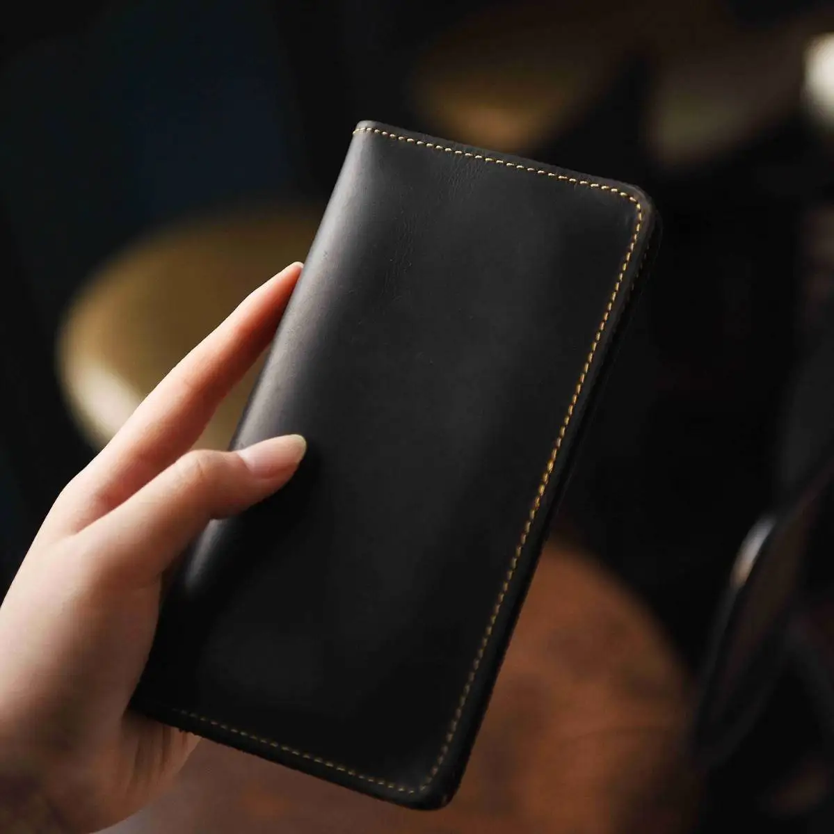 retro-long-genuine-leather-wallet-top-layer-cowhide-ultra-thin-coin-purse-simple-men's-leather-bag-trendy-youth