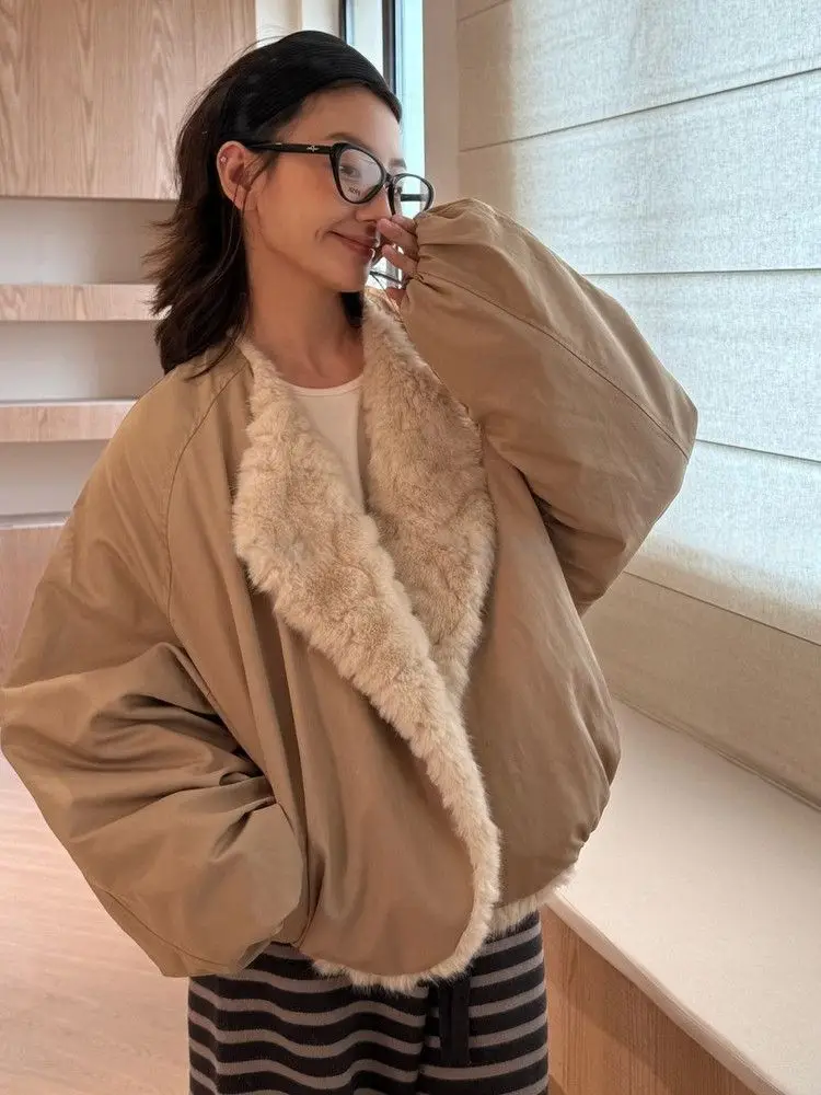 Fausse fourrure pour manteau manteaux femmes strass mi longue à l'extérieur fille Style chinois haut de gamme Chic rouge cordon poilu veste complète