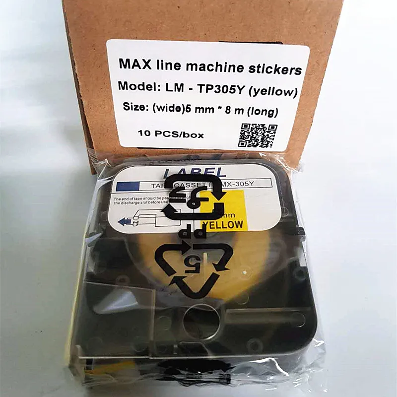 Tapes Label Stickers Core Compatible lm-tp312y 5mm 9mm 12mm White Yellow Ink Ribbon Cassette For MAX LETATWIN lm-380a,lm-390a