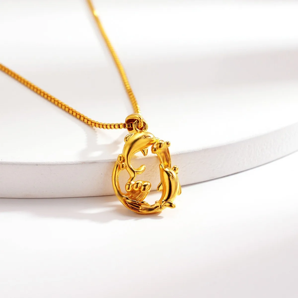 Boutique AU999 gold necklace pendant female clavicle chain fashion new style pig love pendant 24K pure gold jewelry