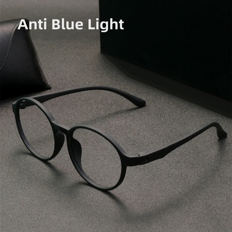 Ultraligh Fashion Flexible No Screws TR90 Eyewear Big Size Retro Round Optical Anti Blue Light Men Women Eyeglasses Frame 66016