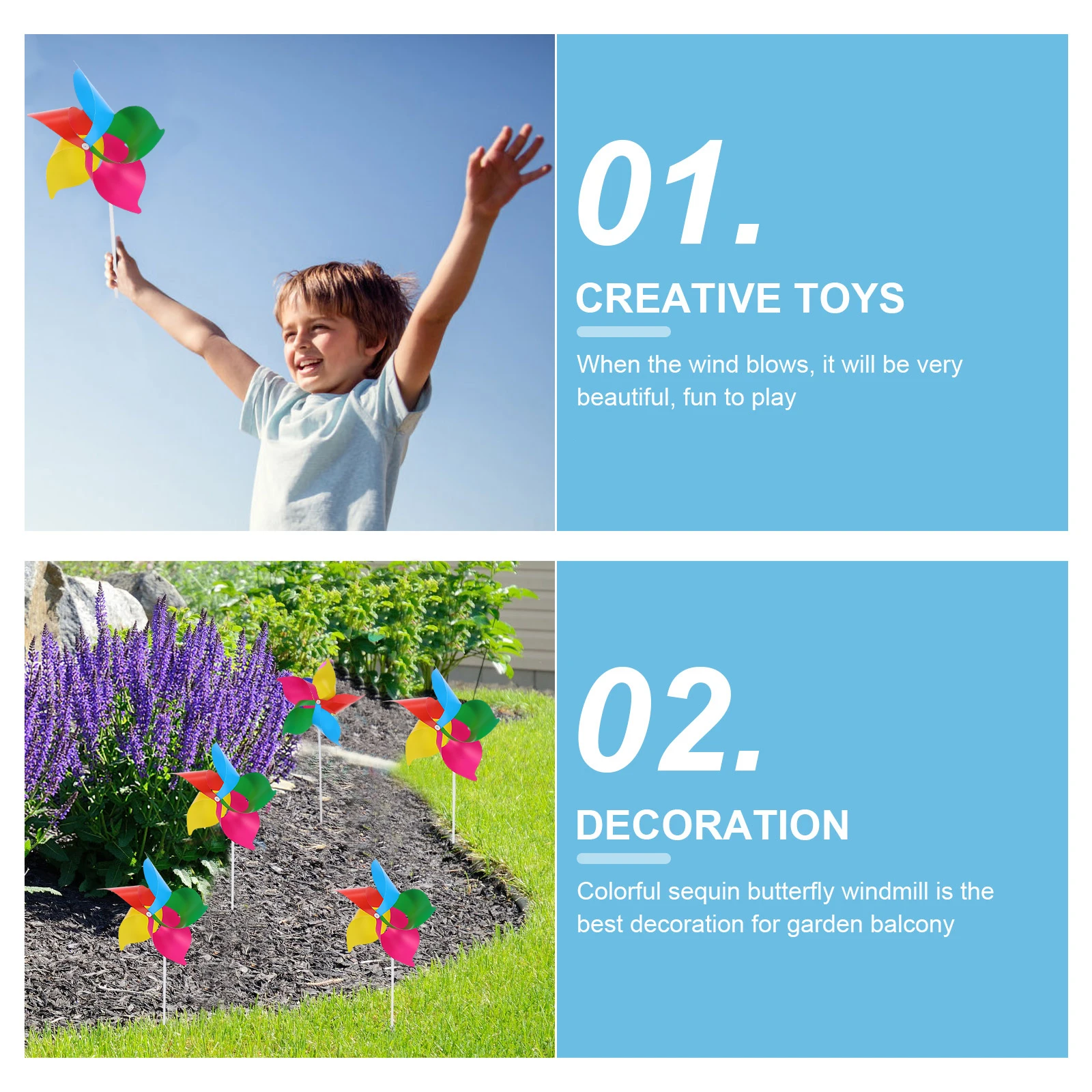 

25 Pcs Colorful Plastic Windmill Large Mini Rotating Decoration Kids Child Party Favor Toy Garden Wedding Outdoor Event