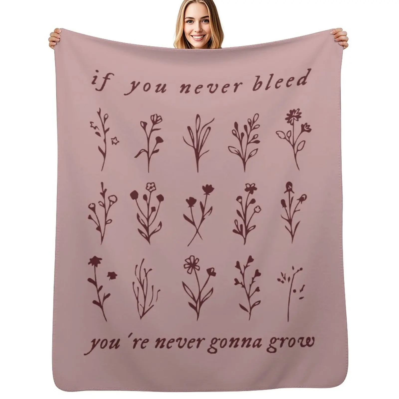 if you never bleed you're never gonna grow Throw Blanket Cozy Sofa Blanket for TV Watching Napping