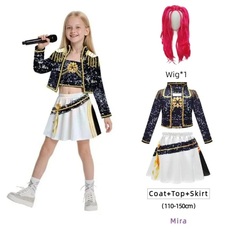 

Conjunto de disfraz de bruja cazadora K-Pop para actuación de baile y Halloween | Incluye chaqueta, falda, corbata y pelucas a