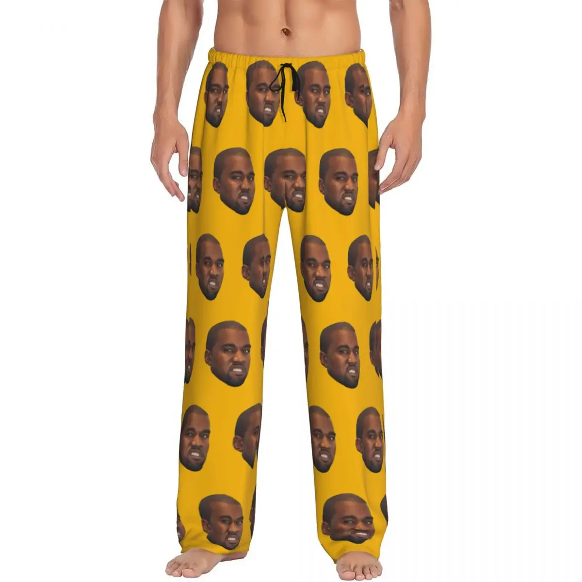 

Custom Kanye West Pajama Pants Men's Funny Face Lounge Sleep Stretch Sleepwear Bottoms with Pockets