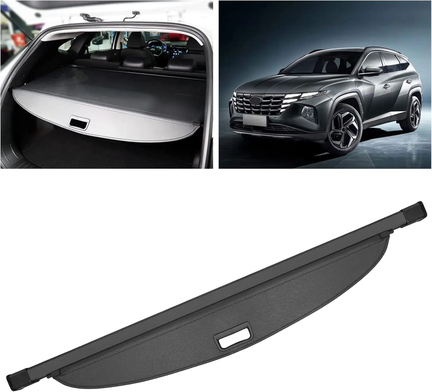 

Universal SUV Cargo Cover for Hyundai Tucson 2022-2026 Models, Retractable Trunk Shade Organizer Black