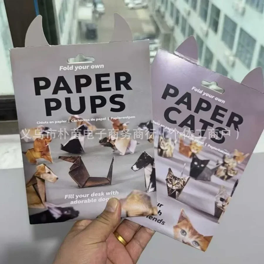 창의적인 DIY 종이 고양이 50장 DIY 종이접기 종이 수제 DIY 종이 고양이 개 공룡 재미있는 예술 공예 접기 동물 세트