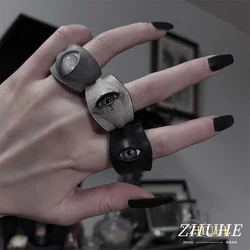 ZHUHE Leather Eye Ring Neo-Gothic Style For Women Men's Jewelry Accessories Party Gifts