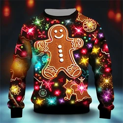 Lovely Gingerbread Christmas Ugly Sweater Unique Holiday Gifts Crewneck Pullover Top 3D Printed Light Xmas Trendy Hoodie 2025