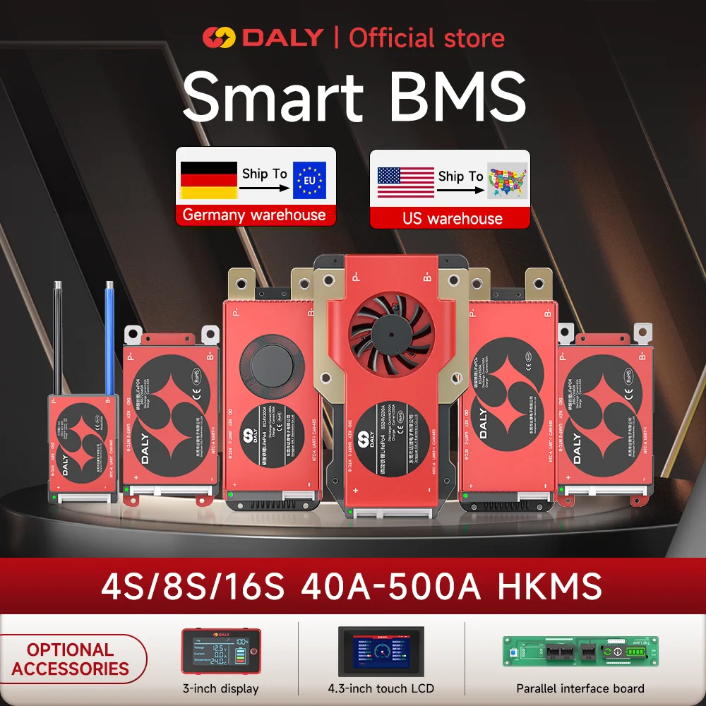 

Daly BMS 4S lifepo4 12V 8S 24V BMS 16S 48V lifepo4 40A 60A 100A 150A 200A 250A 300A 400A 500A RS485 CAN for Victron Deye Pylon