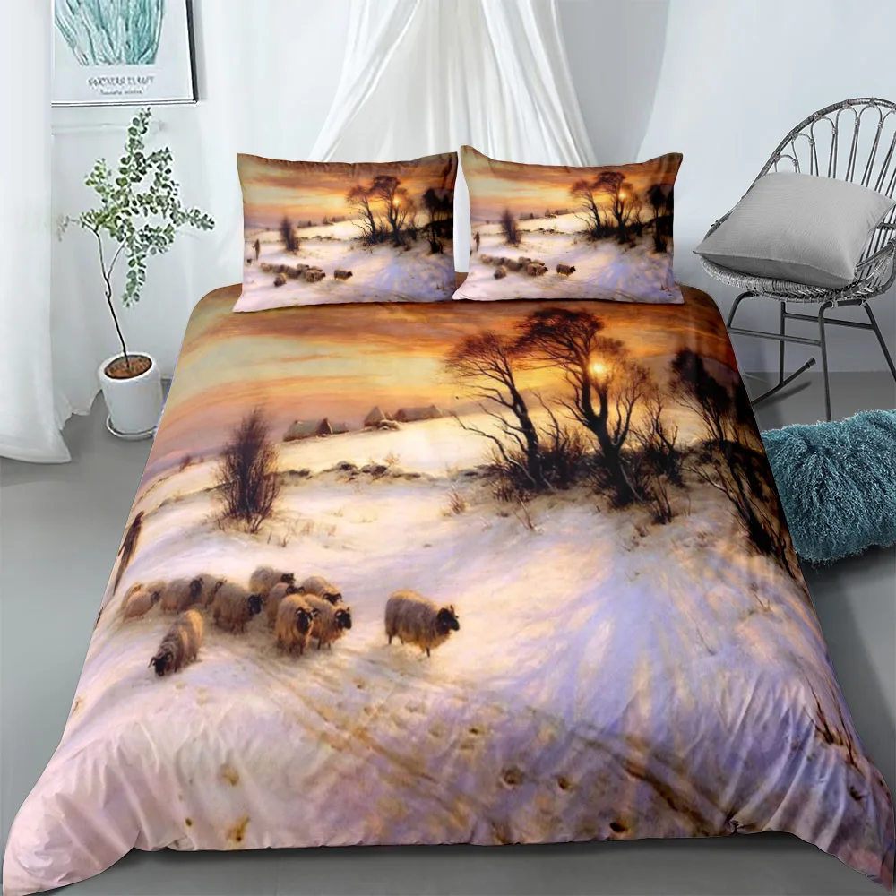 Herding Sheep Duvet Cover Set UK Single Double Queen US Twin Full King Size pkm Bed Linen Set