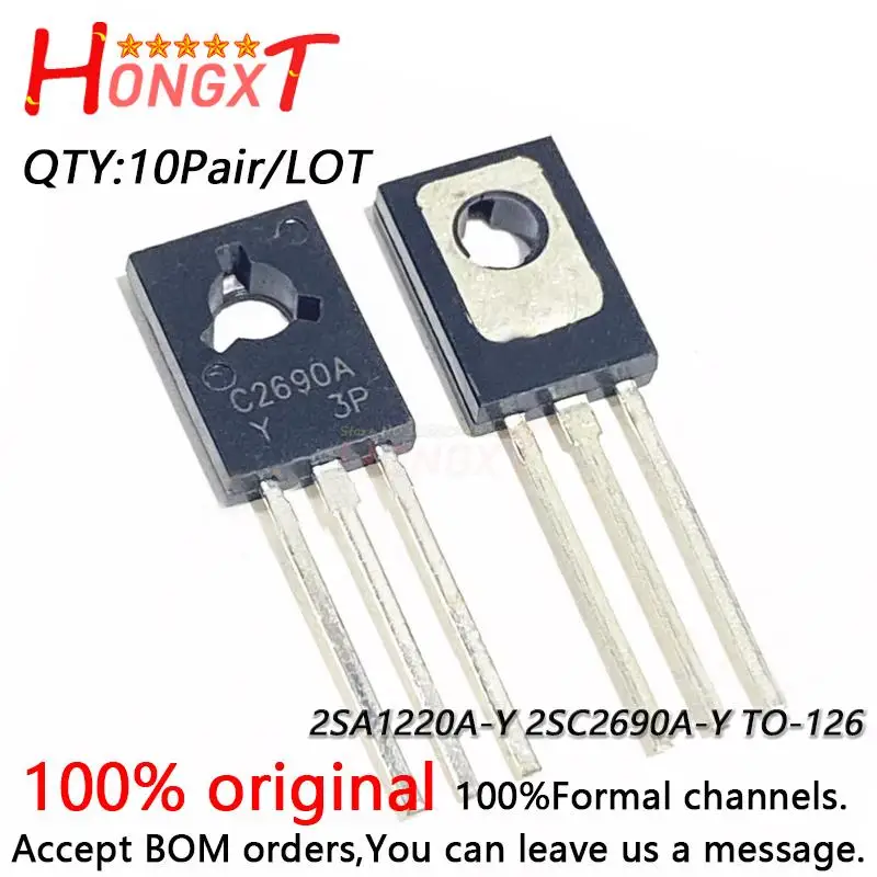 10Pair 100% NEW Original 2SA1220A-Y 2SC2690A-Y 2SA1220A 2SC2690A TO-126 Audio Switching Triode.