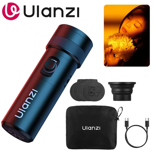 Ulanzi LM01 linterna de fotografía 4 colores RGB 7500mAh luz ambiental LED con 20 filtros Gobos luz de proyección para grabación de vídeo