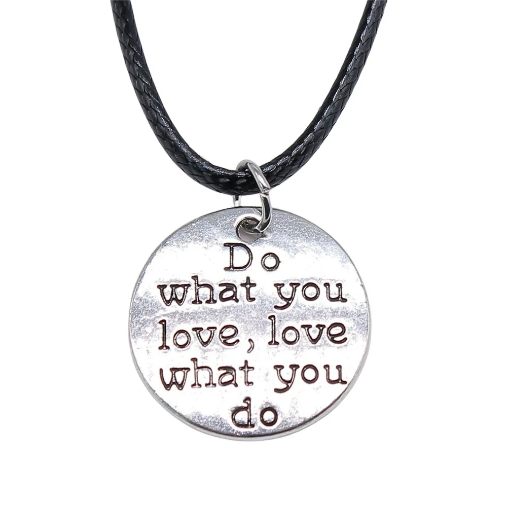 Popular Jewelry Alloy Pendant Necklace Do What You Love, Love What You Do English Sign Pendant Gifts for Family or Friends