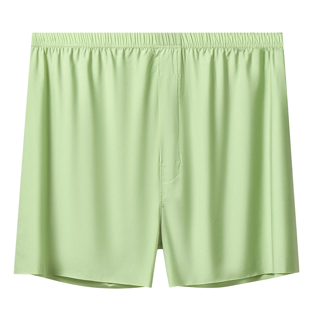 1pc Summer Men Thin Ice Silk Loose Boxer Shorts Breathable Comfortable Underwear Solid Trunks Elastic Waist For Home Arrow Pants