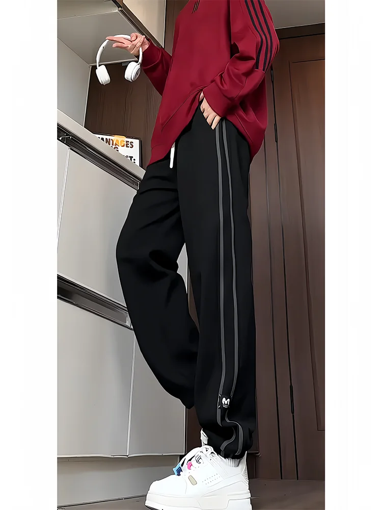

Slimming Effect Sports Pants Men's Casual Straight Leg Trousers Autumn Winter Faionable Vintage American Sle Teenagers