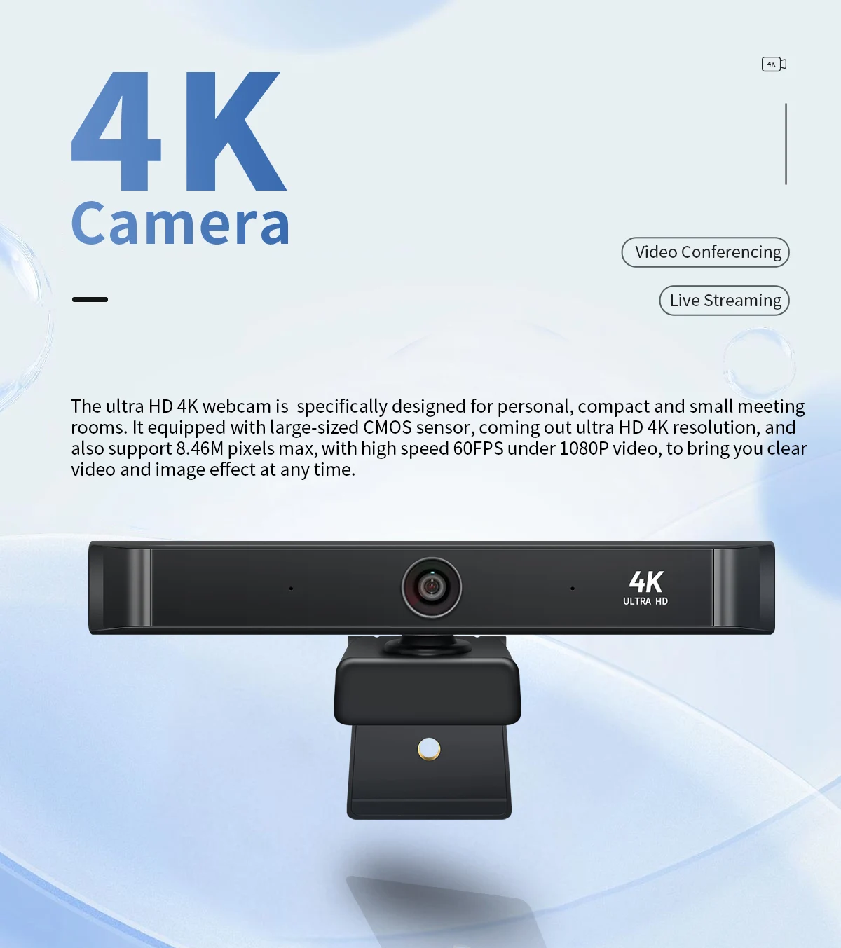 4K Ultra HD Webcam 10x Digitalzoom 135 °   Weitwinkel-USB-PC-Computer-Webcam mit Sichtschutzabdeckung für Online-Meeting oder Bildung