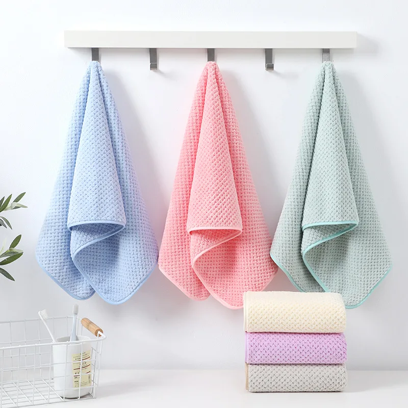 

Coral fleece towel soft absorbent plain pineapple grid face towel thickened hand towel face towels