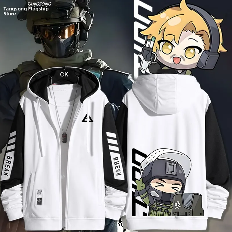 

Delta Operation Game Surrounding V-Ne Sweater Jaet Casual Loose Fit Polyester Youthful ex Windproof Long Sve Coat