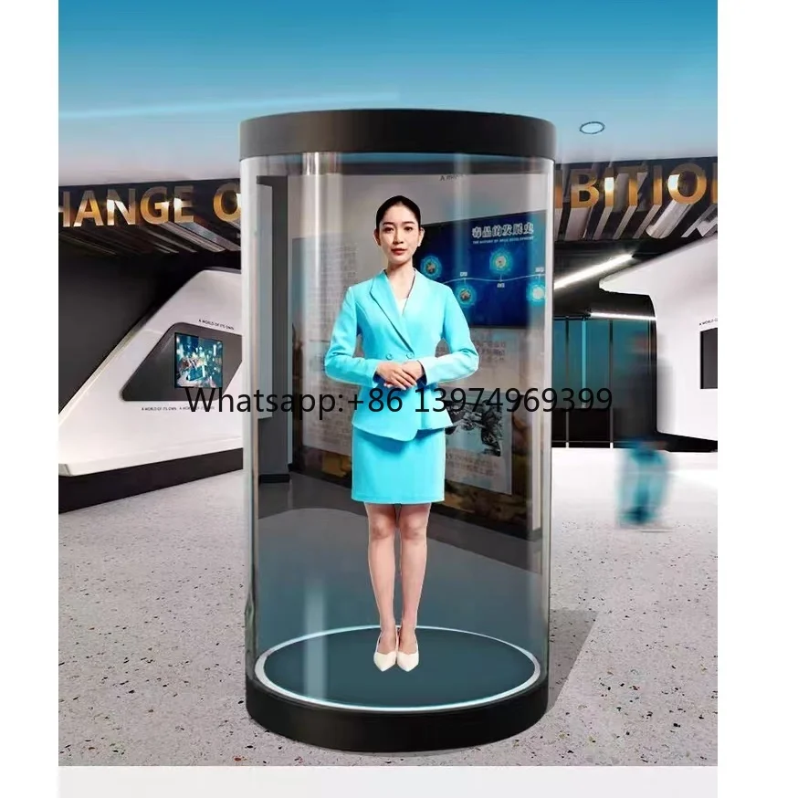 75 Inch 3D Holographic Cylinder HoloTube  Plug Play Digital Human Holographic Display 3D Interactive Holograms