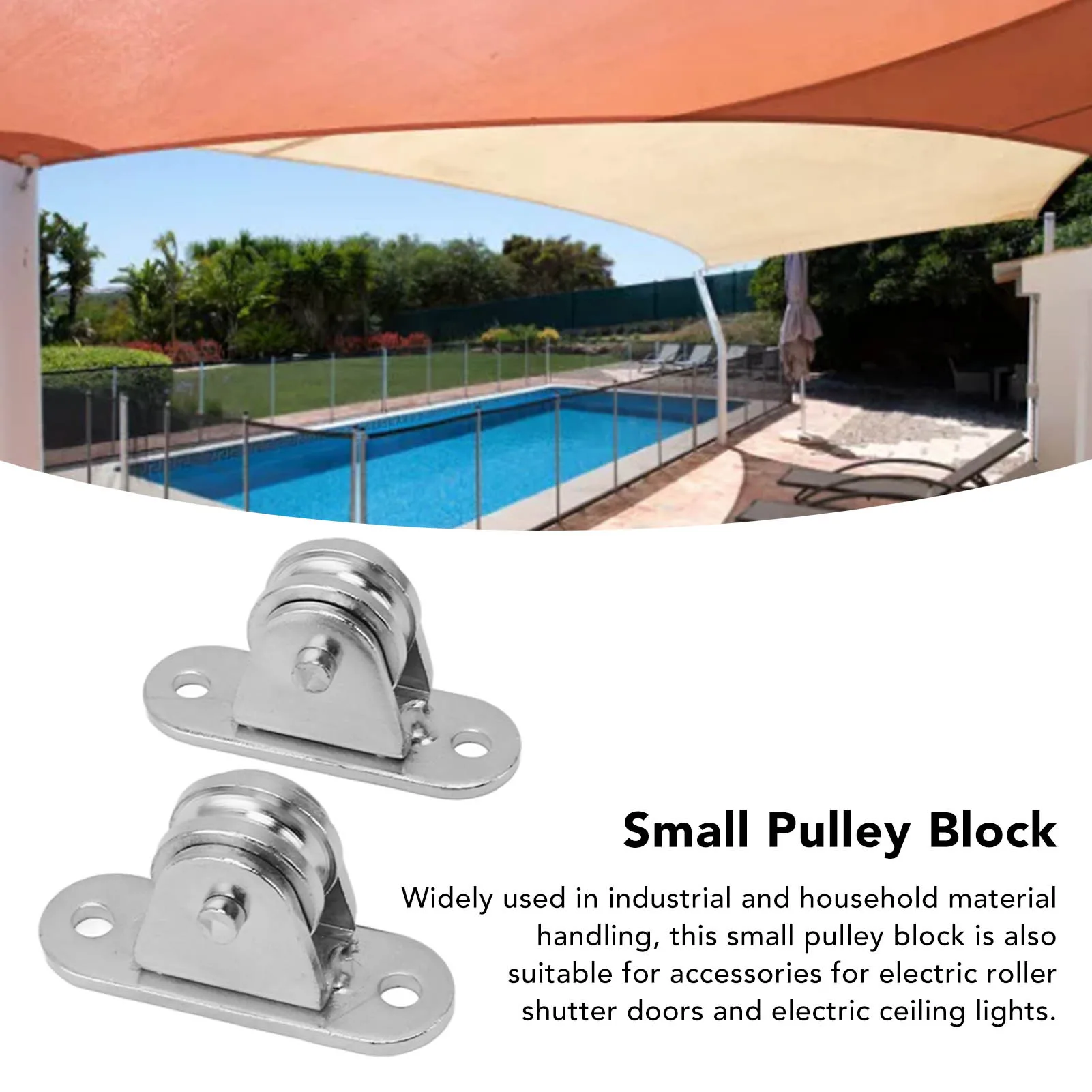 Pulley Stainless Steel Block Fixed Wheel Silent Sheave Ceiling Shade Accessory Wall Mounted Roller Guide Tool 2 Set Kit