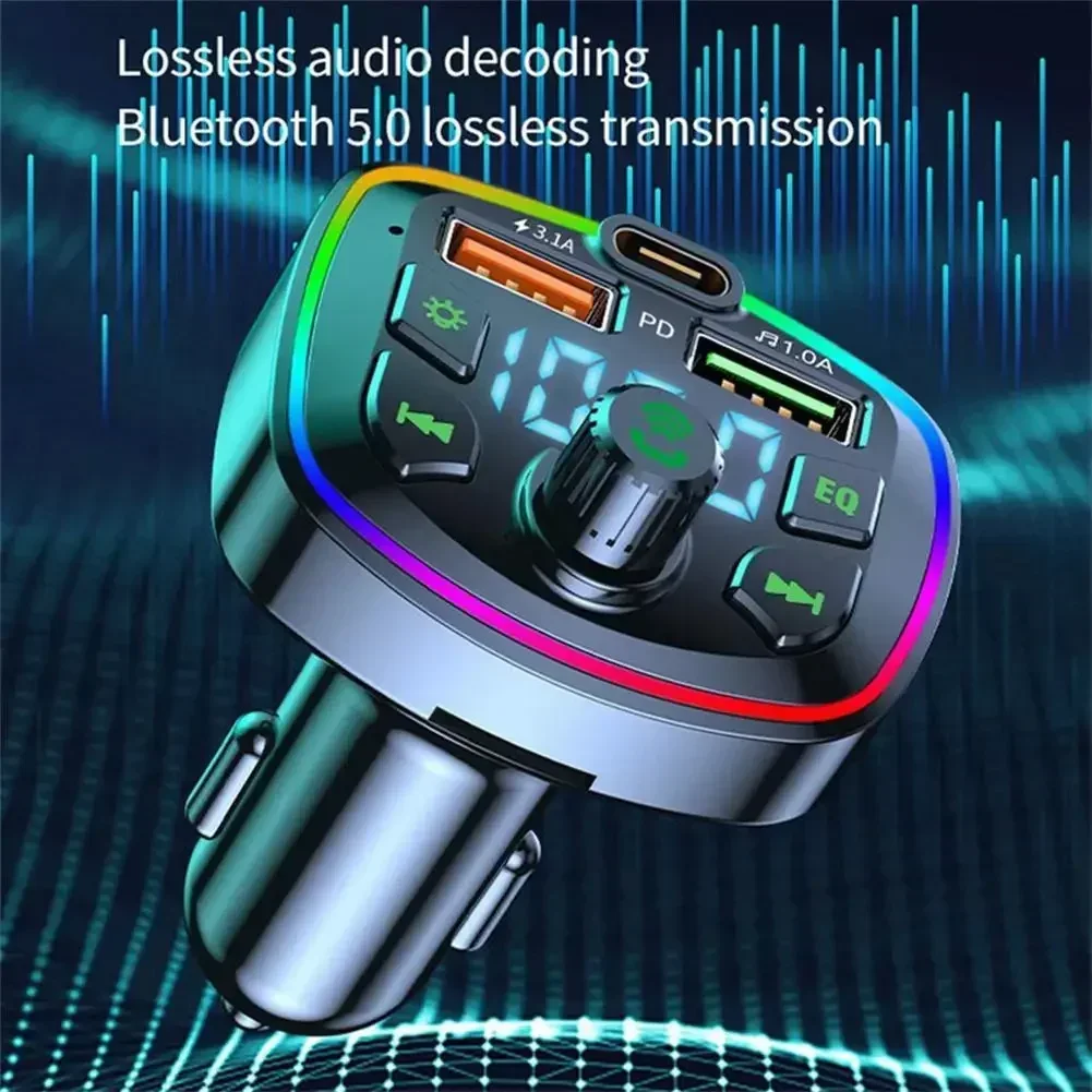 Car Bluetooth 5.0 FM Transmitter Receiver 3.1A Dual USB Fast Charge Car Charger Car MP3 Player Auto USB Flash Drive Plug Car Kit