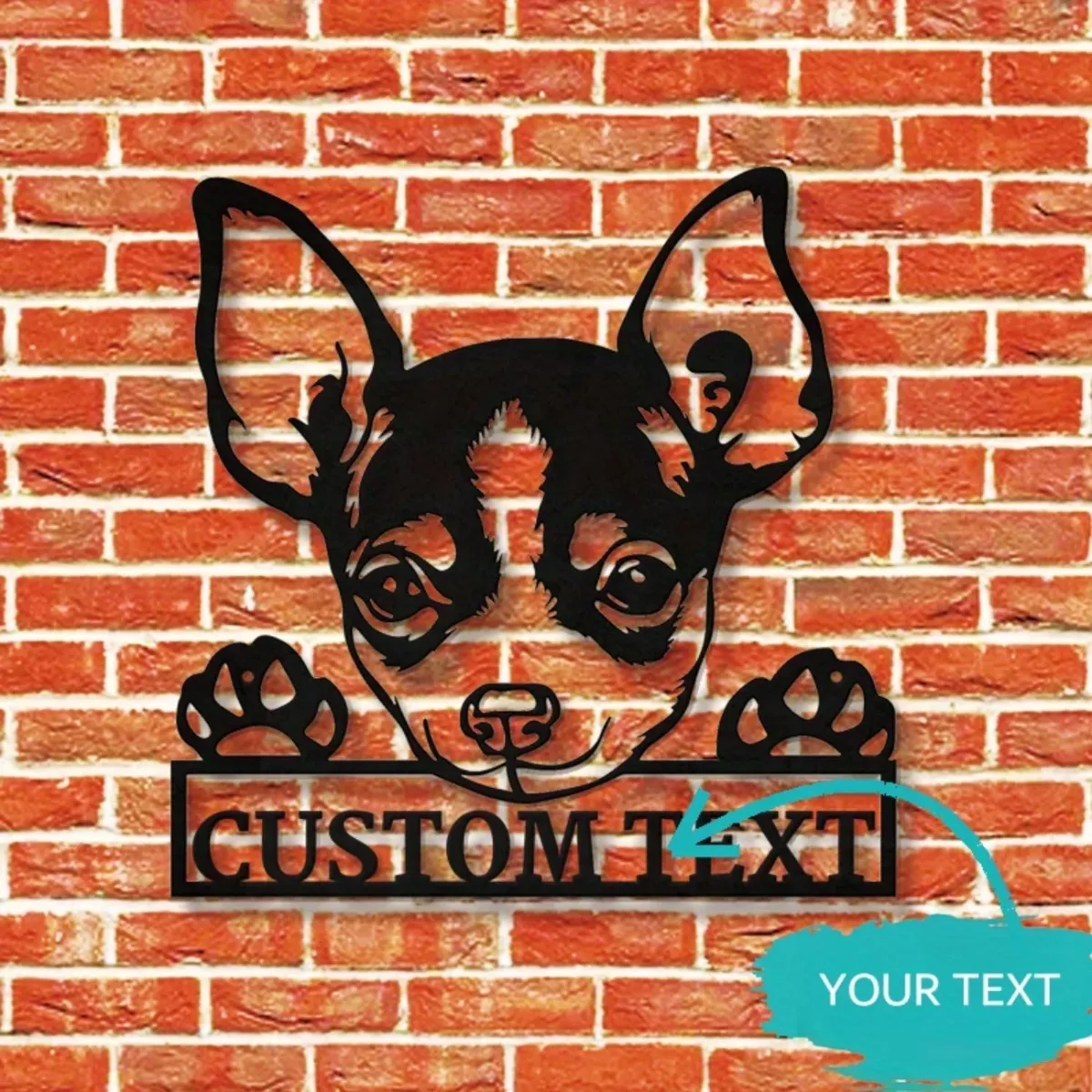 Пользовательские металлические настенные рисунки чихуахуа |   Персонализированный знак имени |   Подарок и домашний декор для любителей собак