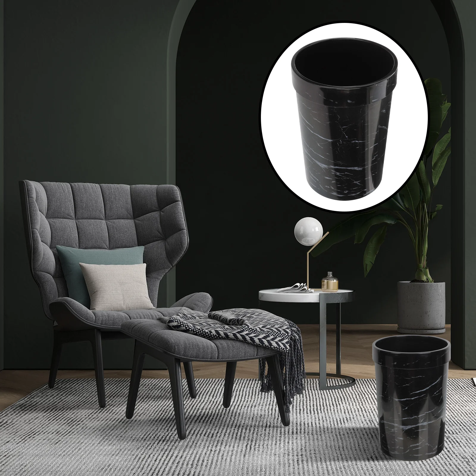 

Marble Texture Trash Can 25 Gallon Plastic Waste Bin Large Opening for Easy Use Kitchen Bedroom Living Room Bathroom Office Home