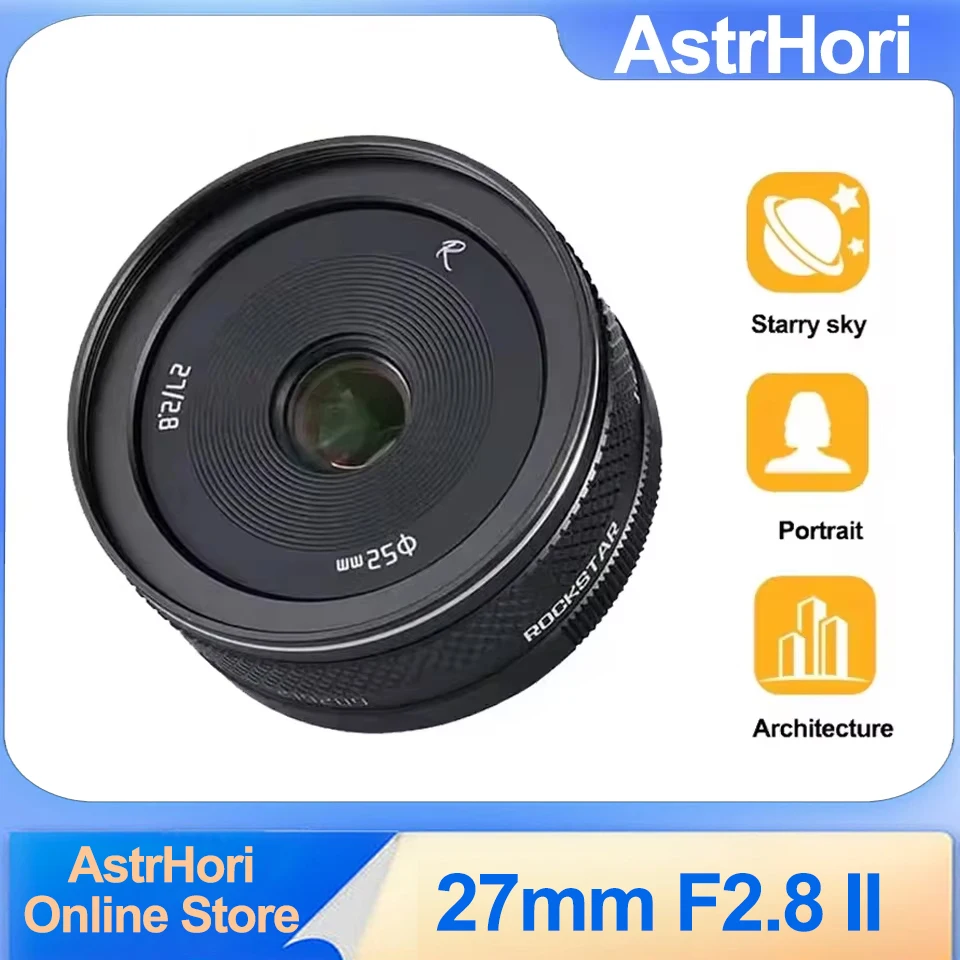 

AstrHori 27mm F2.8 II Large Aperture APS-C Manual Prime Focus Lens for Nikon Z Fuji X Eos M M43 Mount Camera