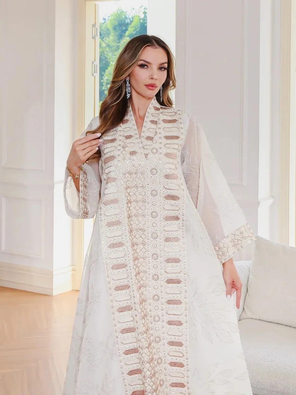 Eid Muslim Party Dress for Women Jalabiya Abaya Ramadan Long Dresses Abayas Woman Kimono Robe Caftan Vestidos Largos 2024