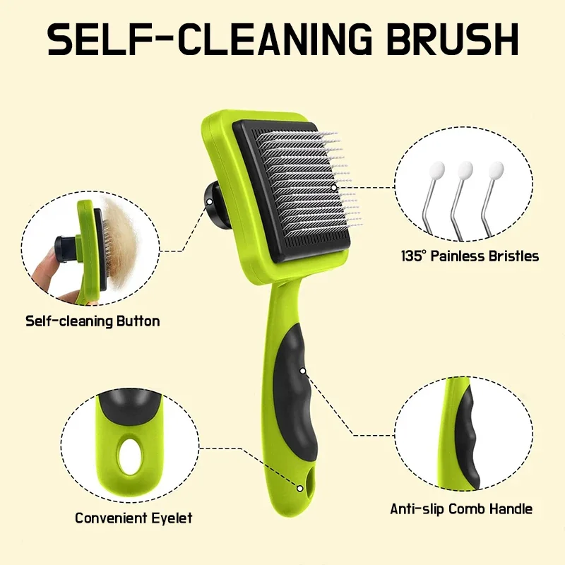 Self Cleaning Dog Brush Cat Brush, Shedding Comb Tool Cat Grooming Massage, Cat Comb Pet Hair Removal Loose Fur Undercoat